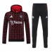 24/25 Manchester United M-U Red Black Hooded Edition Classic Jacket Training Suit (Top+Pant)-1270196
