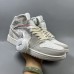 Air Jordan 1 AJ1 High Running Shoes-Gray/White-2633723