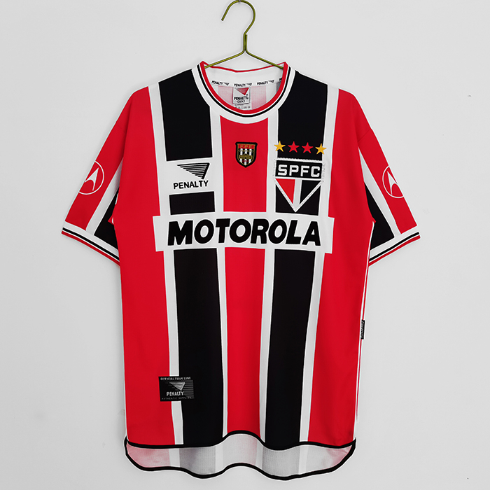 Retro 2000 Sao Paulo Futebol Clube Red Away Jersey Kit short sleeve-7509887