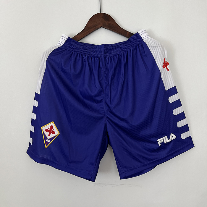 Retro 99/00 Shorts Fiorentina Home Blue White Shorts Jersey-8772701