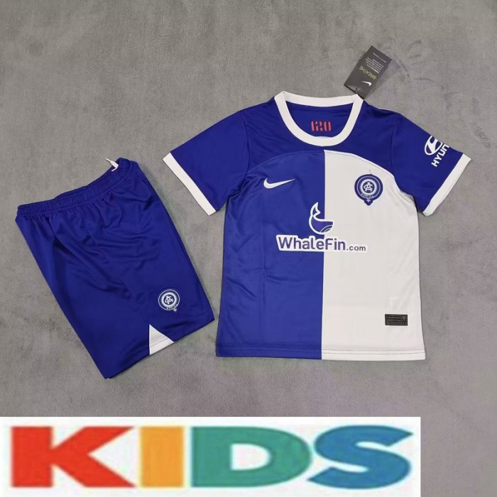 Atletico Madrid Kids The 120th Anniversary Edition White Blue kids Jersey Kit (Shirt + Short)-4731913
