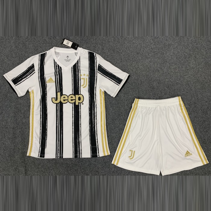 20/21 Juventus Home White Black Jersey Kit short sleeve (Shirt + Short)-2948519