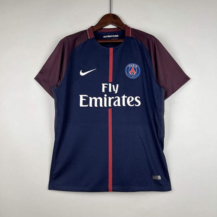 Retro 17/18 Paris Saint-Germain PSG Home Navy Blue Jersey Kit short sleeve-2137142