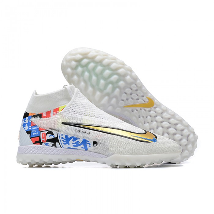 Phantom GX Elite DF Link TF High Soccer Shoes-White/Gold-1658221
