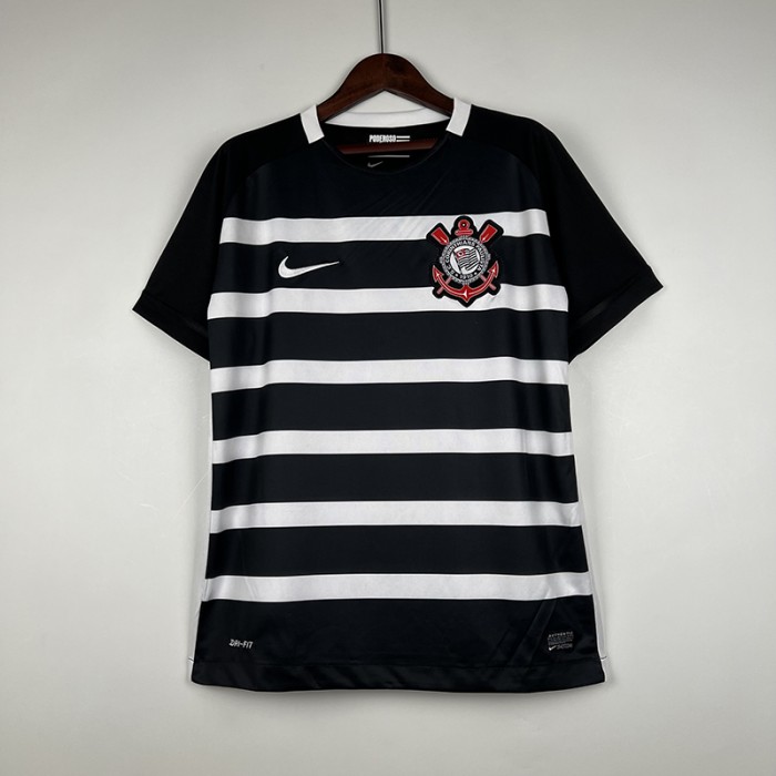 Retro 15/16 Corinthians Away White Black Jersey Kit short sleeve-8727781