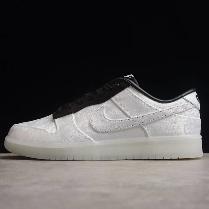 SB Dunk Low x Fragment x Clot Running Shoes-Silver/Black-312885