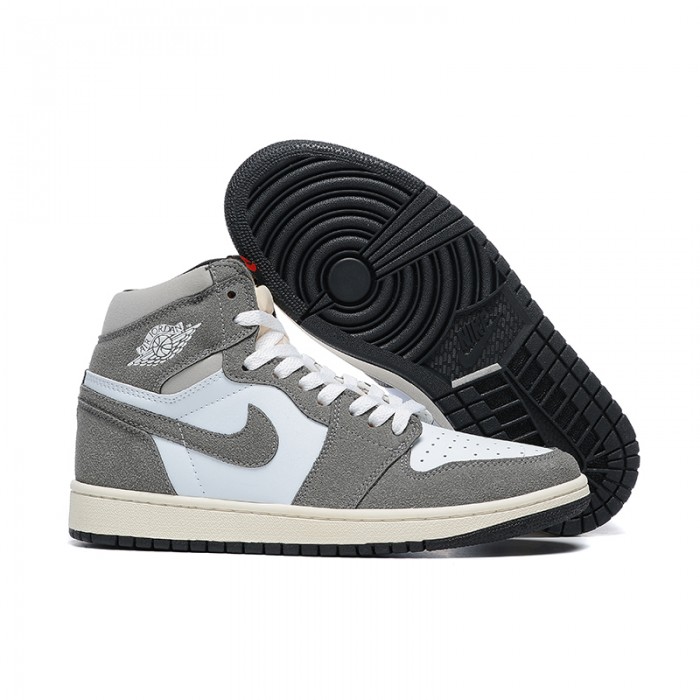 Air Jordan Retro 1 HIGH OG Washed Black Running Shoes-White/Gray-8394203