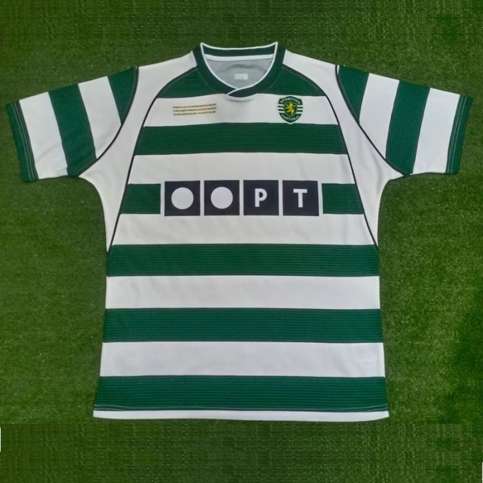 01/03 Retro Lisbon Home White Green Jersey Kit short sleeve-573952