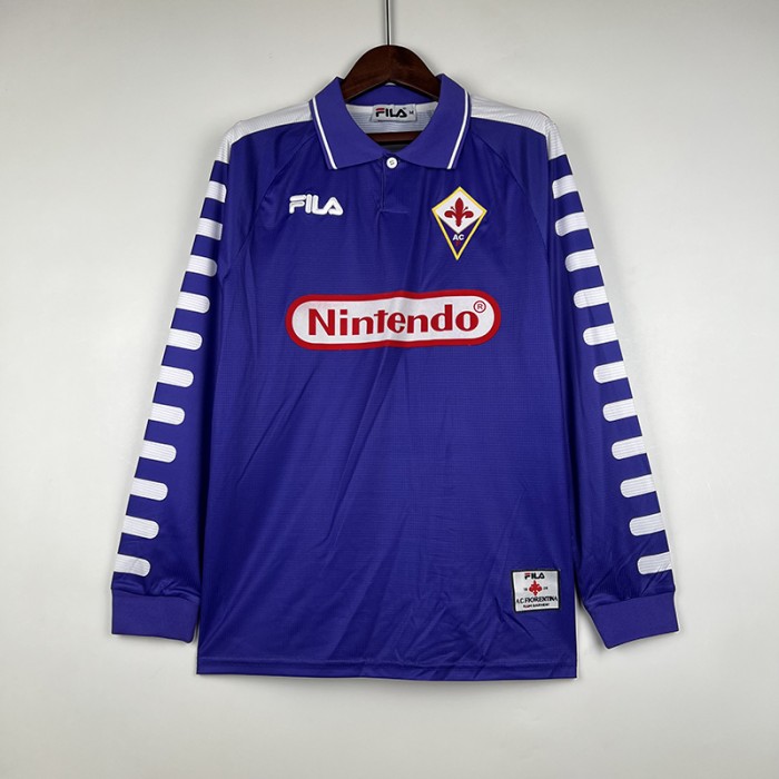 Retro 1998 Fiorentina home Purple Jersey Kit Long sleeve-3556658