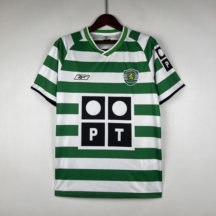 Retro 03/04 Sporting Lisbon Home Green White Jersey Kit short sleeve-4379007
