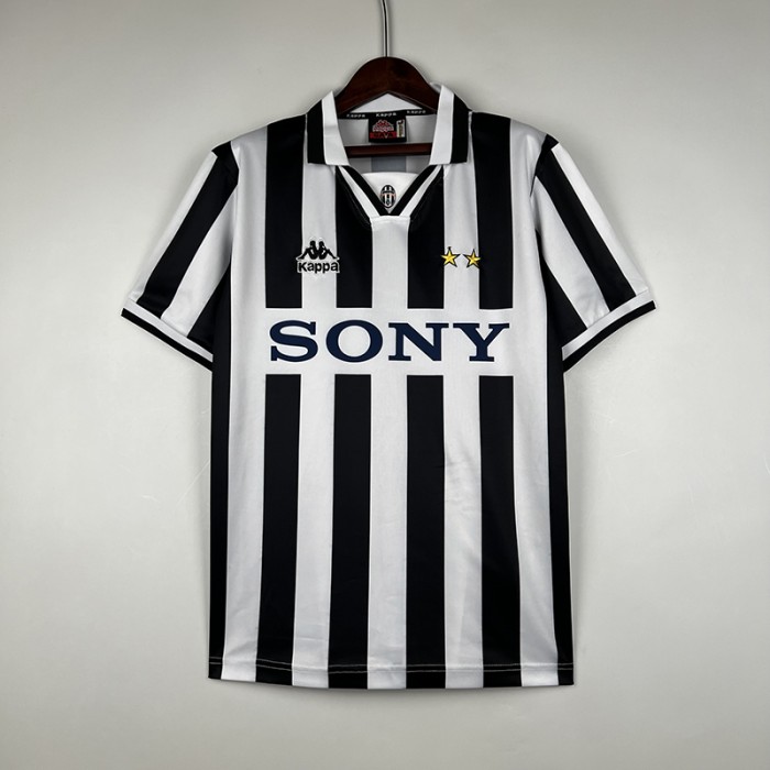 Retro 96/97 Juventus Home Black White Jersey Kit short sleeve-2246528