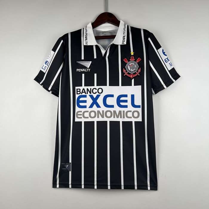Retro 1997 Corinthians Away Black White Jersey Kit short sleeve-6326205