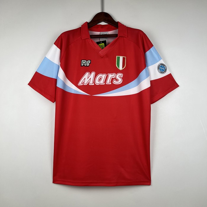 Retro 90/91 Napoli away Red Jersey Kit short sleeve-4299438