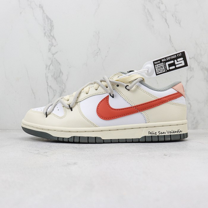 SB Dunk Low Running Shoes-White/Orange-1844230