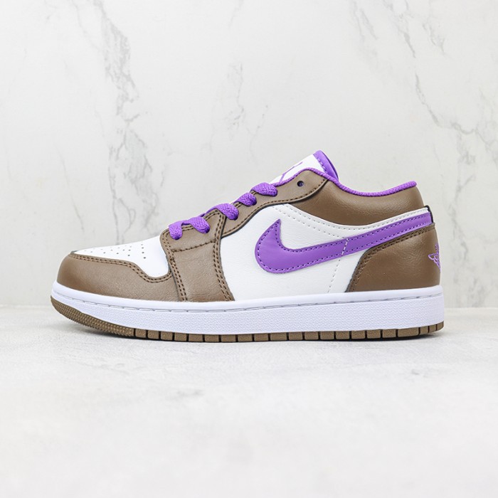 Air Jordan 1 Low Women Running Shoes-Brown/White-9837124