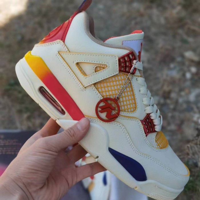 Air Jordan 4 AJ4 High Running Shoes-White/Red-2771126
