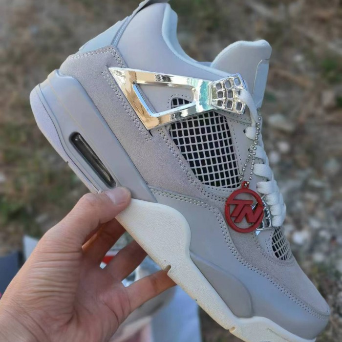 Air Jordan 4 AJ4 High Running Shoes-Gray/Silver-9198718