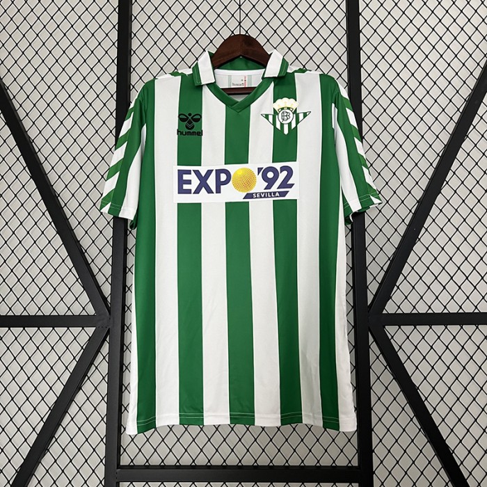 Retro 88/89 Real Betis Home White Green Jersey Kit short sleeve-7679903