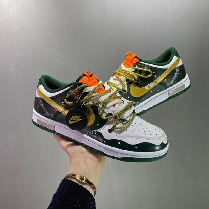 SB Dunk Low Running Shoes-White/Green-5846254