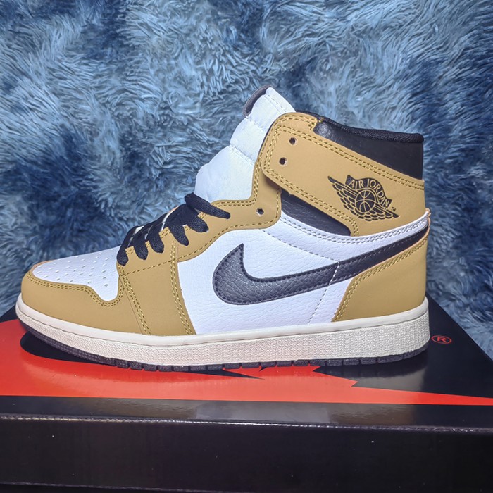 Air​ Jordan 1 ​High AJ1 Running Shoes-White/Yellow-5125554