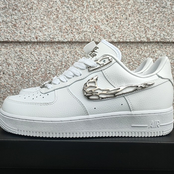 Air Force 1'07 Premium Molten Metal Running Shoes-White/Silver-3801639