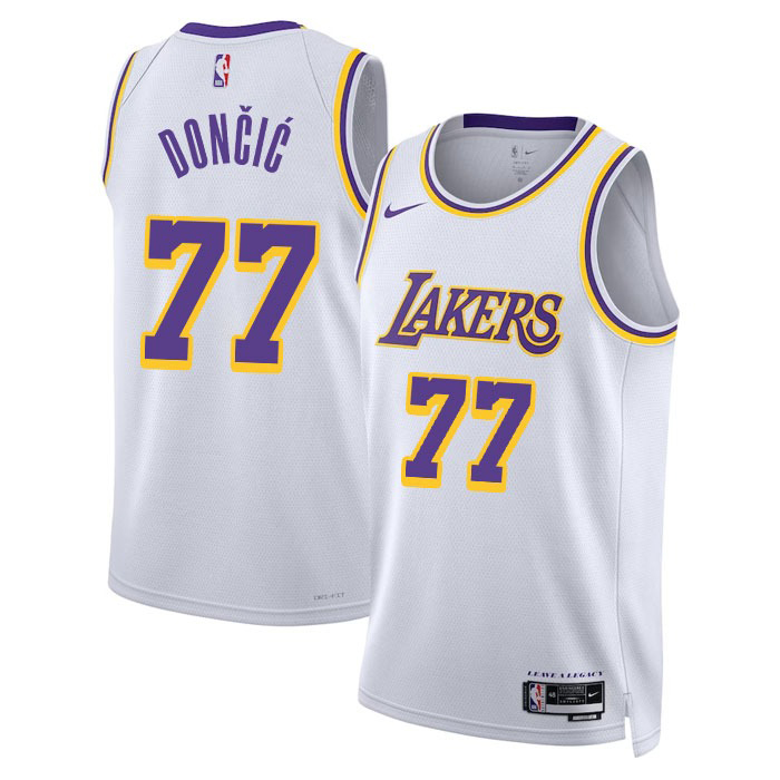 Los Angeles Lakers #77 Luka Dončić Basketball Jersey White NBA Jersey-6301982