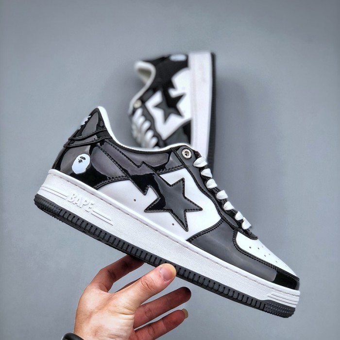 Bape Sta To Low Running Shoes-Black/White-6613303