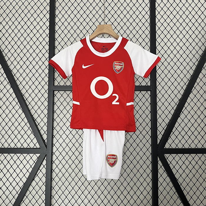 Retro 02/04 Kids Arsenal home Red White Kids Jersey Kit short Sleeve (Shirt + Short)-7779486
