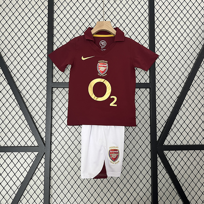 Retro 05/06 Kids Arsenal home Red White Kids Jersey Kit short Sleeve (Shirt + Short)-2005758