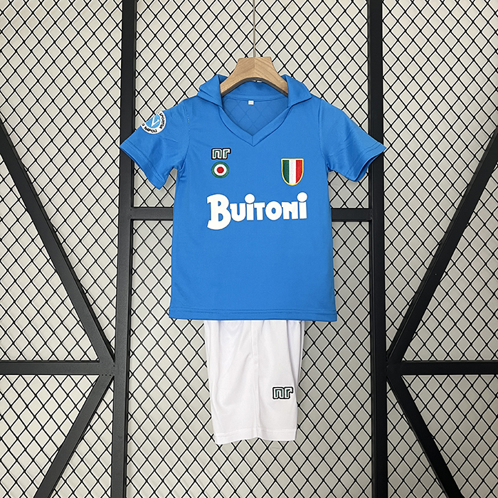 Retro 87/88 Kids Napoli Home Blue Kids Jersey Kit short Sleeve (Shirt + Short)-8025898