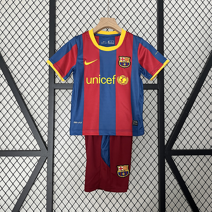 Retro 10/11 Kids Barcelona Home Navy Blue Red Kids Jersey Kit short Sleeve (Shirt + Short)-3413382