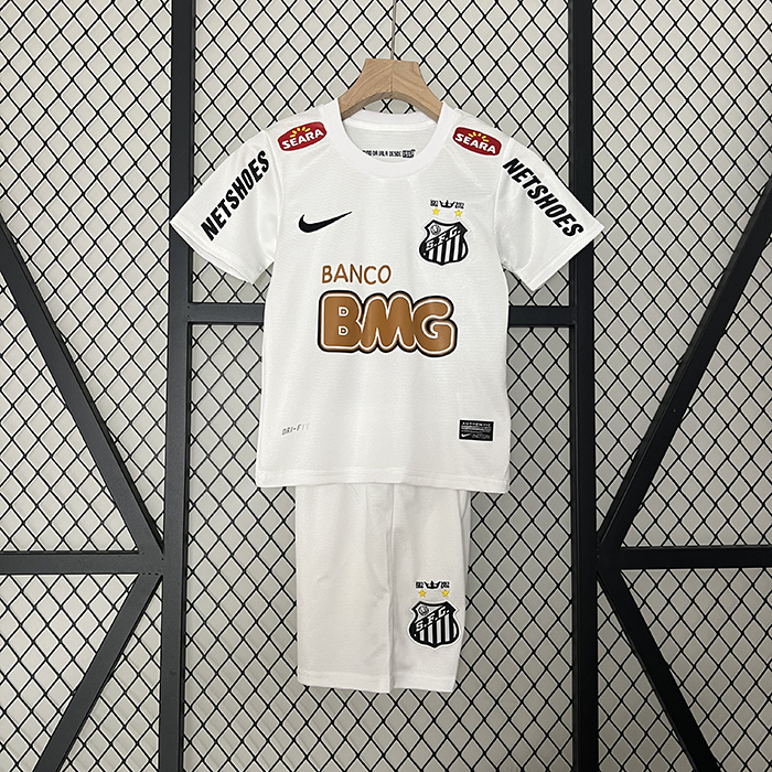Retro 11/12 Kids Santos Laguna Home White Kids Jersey Kit short Sleeve (Shirt + Short)-4543172