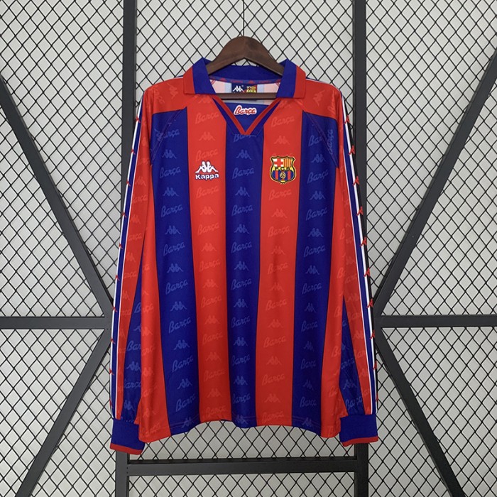 Retro 96/97 Barcelona Home Blue Red Jersey Kit Long Sleeve-9885173