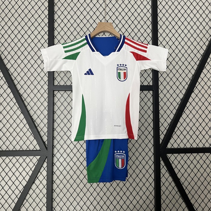 2024 Kids Italy Away White Kids Jersey Kit short Sleeve (Shirt + Short)-8955364