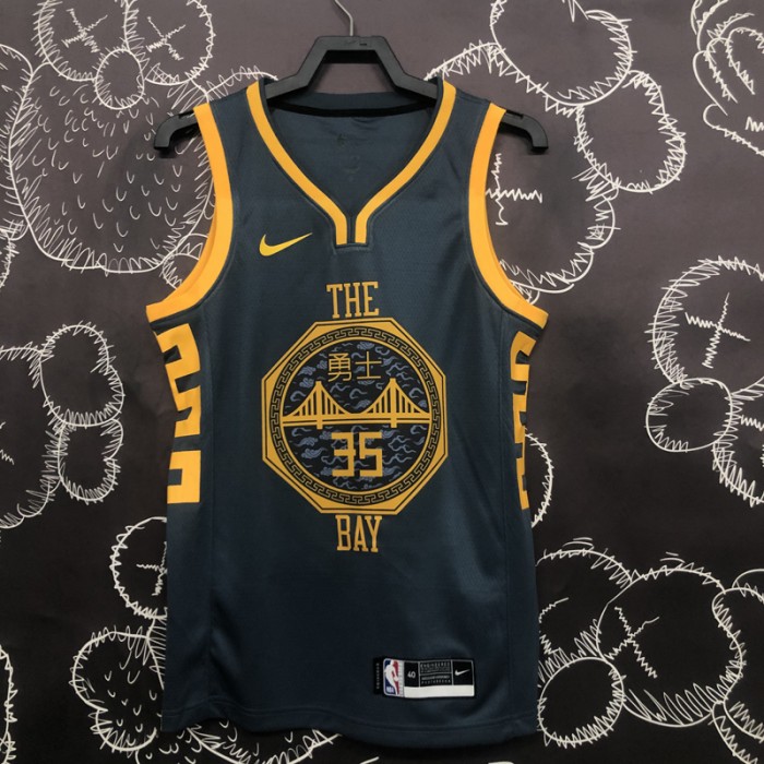 DURANT #35 Warriors City Black NBA Jersey-4076214