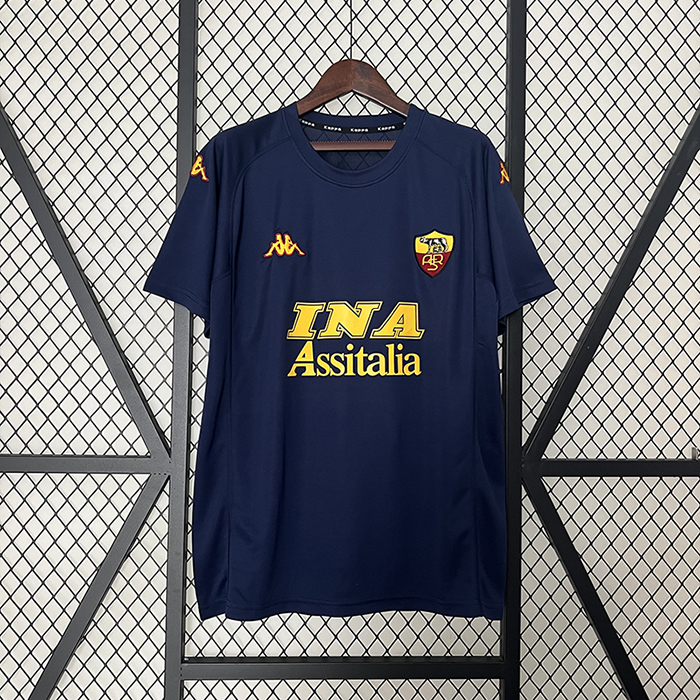 Retro 00/01 Roma Third Away Navy Blue Jersey Kit short sleeve-4538404