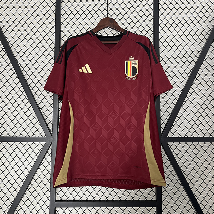 2024 Belgium Home Wine Red Jersey Kit short sleeve-3847010