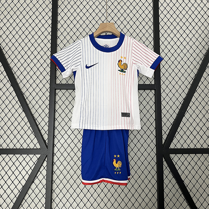 2024 Kids France Away White Kids Jersey Kit short Sleeve (Shirt + Short)-4671911