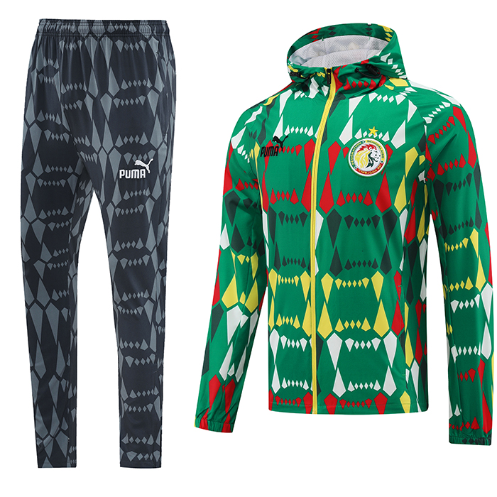 2024 Senegal Windbreaker Green Edition Classic Jacket Hooded Training Suit (Windbreaker + Long Pant)-7077149