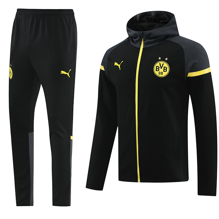 24/25 Borussia Dortmund Black Hooded Edition Classic Jacket Training Suit (Top+Pant)-8292629