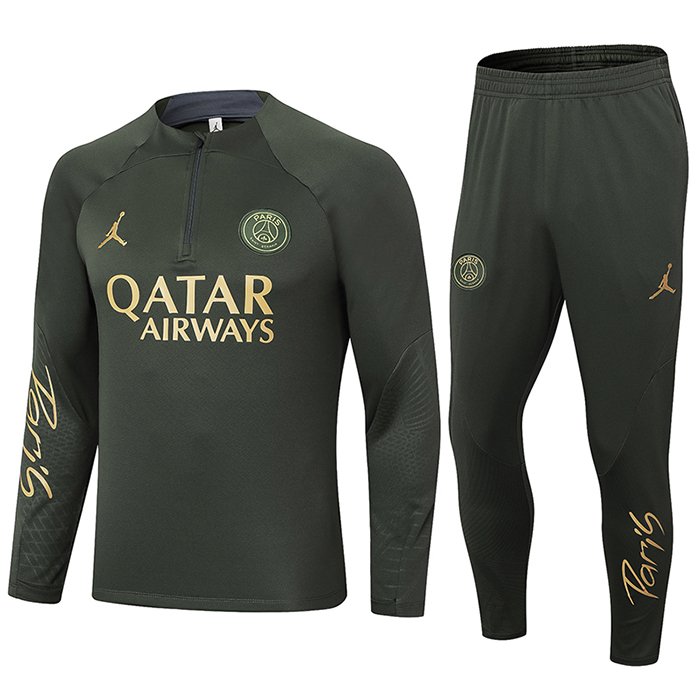 24/25 Paris Saint-Germain PSG Army Green Edition Classic Jacket Training Suit (Top+Pant)-4966472