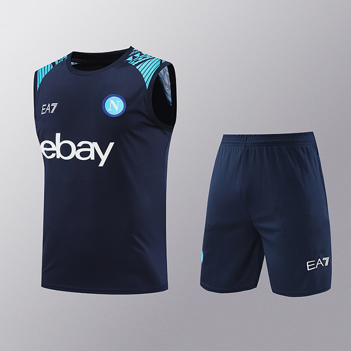24/25 Napoli Naples Training Navy Blue Jersey Kit Sleeveless (Vest + Short)-7202593