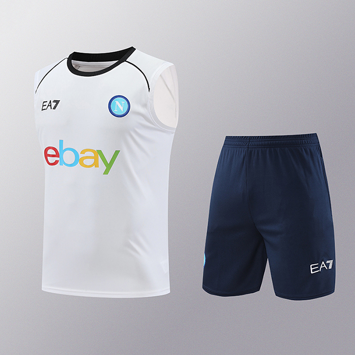 24/25 Napoli Naples Training White Jersey Kit Sleeveless (Vest + Short)-5928053