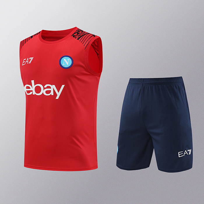 24/25 Napoli Naples Training Red Jersey Kit Sleeveless (Vest + Short)-1801921