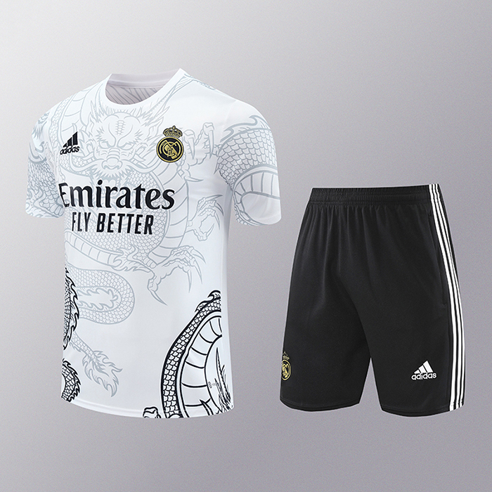 24/25 Real Madrid Training White Gray Jersey Kit short Sleeve (Shirt + Short)-3380774