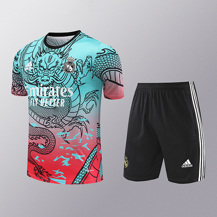 24/25 Real Madrid Training Green Red Jersey Kit short Sleeve (Shirt + Short)-8851638