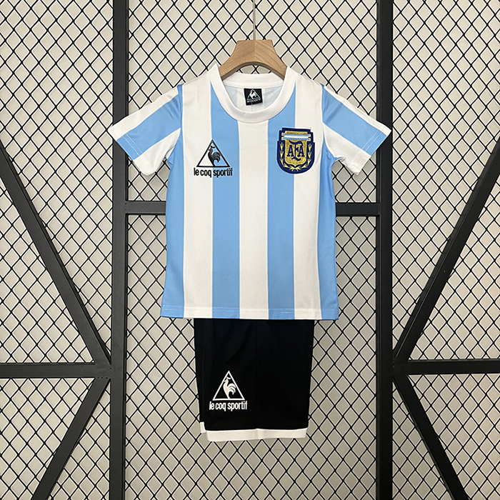 Retro kids 1986 Argentinahome Blue White Kids Jersey Kit short Sleeve (Shirt + Short)-4666317