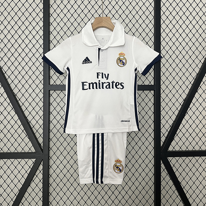 Retro kids 16/17 Real Madrid home White Kids Jersey Kit short Sleeve (Shirt + Short)-1056883