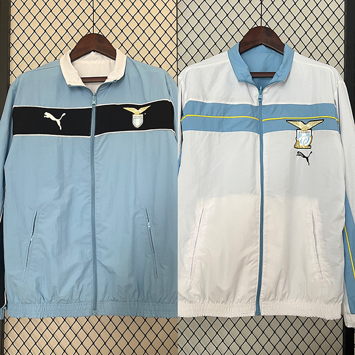 24/25 Lazio Trench Coat Reversible Black White Windbreaker Long Sleeve-919420