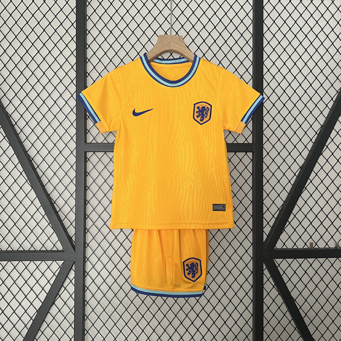 2024 Kids Netherlands Home Kids Orange Jersey Kit short sleeve (Shirt + Short)-2366302